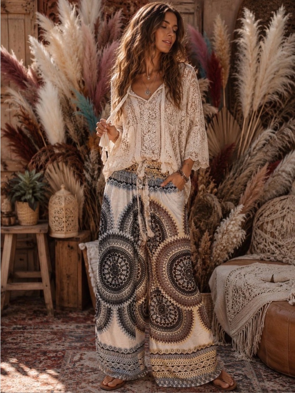M104 // NWT Kathmandu WIDE LEG MEDALLION PANTS // OS